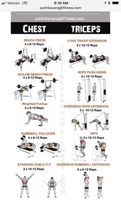 the chest workout chart shows how to do it