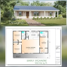 the floor plan for a small home with two bedroom and an attached living room area