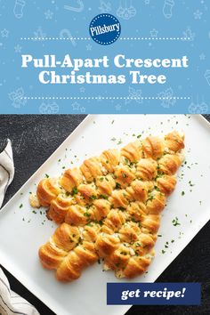 pull apart crescent christmas tree on a white plate