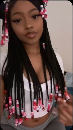 Y2k Boxbraids Hairstyle, Tiktok Braids, Hairstyles Protective, Bow Hair Tie, Cute Box Braids, Long Bow, Cute Box Braids Hairstyles