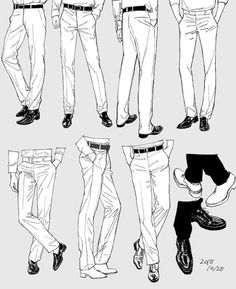 some drawings of men's pants and shoes