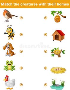 Animals For Kindergarten, Emotions Preschool Activities, Animals And Their Homes, Emotions Preschool, Game For Children, English Worksheets For Kids