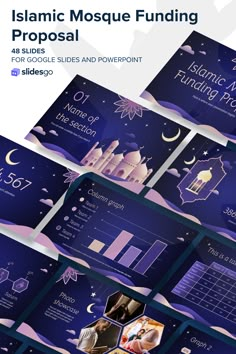 Islamic Mosque Funding Proposal Islamic Ppt Template, Islamic Presentation Design, Islamic Powerpoint Template, Starry Night Template, Slidesgo Templates, Islamic Mosque, Elegant Presentation