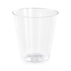 a clear plastic cup on a white background