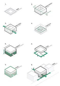 the diagram shows how to use different shapes and materials for an architectural project, as well as