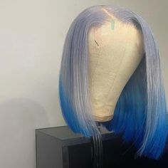 Peruvian Hair Blue Ombre Color Lace Front Fashion Bob Wig – Prosp Hair Shop Ombre Bob, White Blonde, Raw Hair, Straight Lace Front Wigs, Hair Shop, Peruvian Hair, Bob Wig, Baddie Hairstyles, Ombre Color