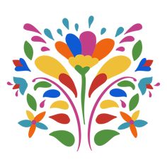 colorful flowers and leaves are depicted in the shape of a flowerpot on a white background