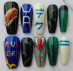 Mha Nails, Olivia Nails, My Hero Academia Deku, Nail Designs Summer, Nails Designs, Izuku Midoriya, False Nails