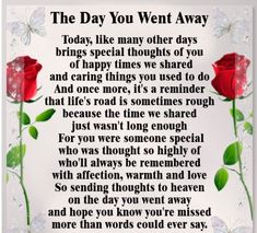 the day you went away poem with two red roses