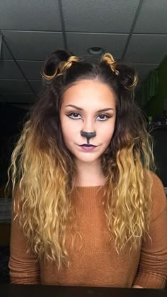 Nala Halloween Costume, Safari Costume Women Halloween, Cute Lion Makeup Halloween, Beaver Makeup Narnia, Lion From Wizard Of Oz Makeup, Lion Diy Costume Women, Lion Face Paint Women, Mountain Lion Costume, Lion Ears Diy