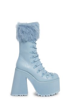 base|light blue Faux Fur Lined Platform Boots With Round Toe, Faux Fur Lined Round Toe Platform Boots, Faux Fur Platform Boots With Round Toe, Winter Platform Lace-up Boots In Synthetic, Winter Platform Lace-up Synthetic Boots, Winter Synthetic Platform Lace-up Boots, Winter Synthetic Lace-up Boots With Lug Sole, Blue Winter Platform Boots With Round Toe, Winter Faux Fur Platform Boots With Round Toe