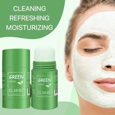 Green Tea Mask, ELAIMEI Deep Clean Pore Green Clay Sticks Mask for Face Moisturizes, Oil Control, Blackhead Remover Natural ingredients: Green tea mask clay sticks contains green tea extract, Natural plant ingredients, and other a variety of skin care ingredients, non-irritating, anti-allergic, suitable for all kinds of skin, help improve the skin texture, make the skin as baby soft Poreless Deep Cleanse Mask : Green tea mask is added with stearic acid, As a surfactant it has a powerful cleaning Blackhead Face Mask, Green Tea Mask Stick, Tea Tree Face Mask, Green Tea Face Mask, Face Mask For Blackheads, Deep Clean Pores, Green Tea Face, Blackhead Mask, Green Tea Mask