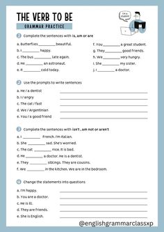 the verb to be worksheet