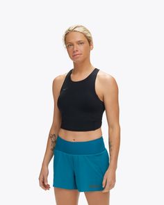 There are sports bras, and then there's this sports bra. Modernizing the classic workout staple with genius design updates, the Elaro Crop Bra delivers a figure flattering fit with higher neckline, curved rear hem, and razorback silhouette. Serving up organic lines that hug the body, we've finished this beauty with removable cups and an under-bust band for impact support. | Features. 75% recycled polyester/elastane/BioWick material. Shelf bra with encased elastic for low impact support. Removabl Busted Band, Bra For Women, Crop Bra, Organic Lines, Hoka One One, Soft Cup, Sport Bh, Shelf Bra, Sports Bras