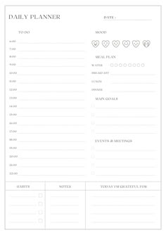 a daily planner with hearts in the middle and two lines on each side, one is blank