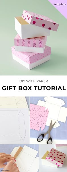 the instructions for how to make an origami gift box with paper and scissors