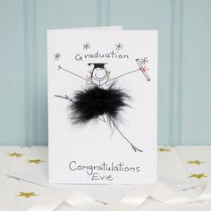 congratulations card with an image of a black feather