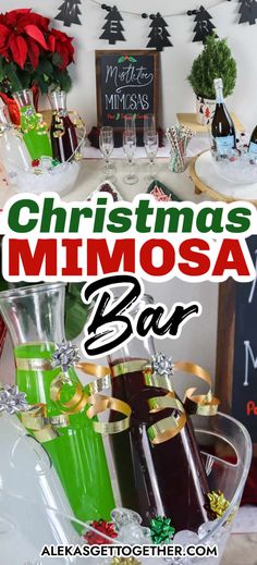 the christmas mimosa bar is ready to be served at any holiday party or celebration