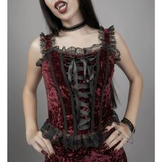 Dollskill Widow Killer In Me Velvet Bustier. Super Lush Crushed Velvet With Ribbon And Lace Detail. Size Medium, Nwt. Back Zipper Closure For Easy On And Off. True Blood Gothic Vampire Vibes Tags: Goth Gothic Vamp Vampire Dolls Kill Killstar Halloween Costume Cosplay Medieval Renaissance Antique Vintage Dark Fashion Haunted Witch Witchy Stevie Nicks 90s Nineties 80s Eighties Gothic Tank Tops, Alternative Fashion Outfits, Velvet Bustier, Witch Moon, Rock Style Clothing, Gothic Tops, Long Pencil Skirt, Outfits Edgy, Red Corset