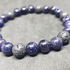 Brand New. Handmade By Angel In A Glass Creations Stretchy Healing And Aromatherapy Bracelet 7" Blue Goldston Lava Stone Aromatherapy Bracelet, Glass Creations, Blue Goldstone, Lava Rock, Lava Stone, Womens Jewelry Bracelets, Aromatherapy, Black Blue, Blue Black