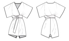 the front and back views of a women's robe