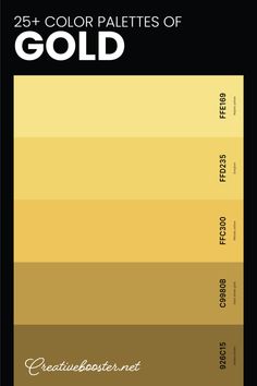 the color palettes for gold are shown in three different shades, one yellow and one brown