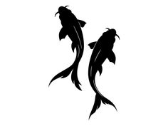 two black and white koi fish silhouettes on a white background, one is facing the opposite direction