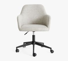 an office chair with wheels on the back and seat upholstered to the side