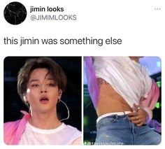 an image of the back of a person's stomach with text that reads, ` this jimin was something else '