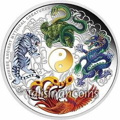 the year of the dragon is depicted in this silver plated coin with an image of two