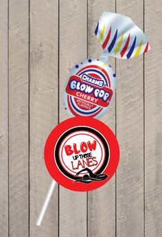 two lollipops on top of each other with the word blown by the lane