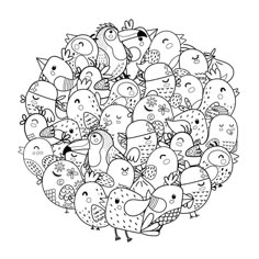 a bunch of birds that are in the shape of a circle