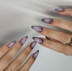 12 Halloween Ready Fall Nails 2023 - Behind the gram Grunge Aura Nails, Nails Almond Shape Purple, Black And Pink Aura Nails, Mood Ring Nails, Black Dress Nails, Dark Aura Nails, Aura Almond Nails, Mauve Nail Designs, Ora Nails