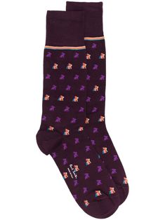 'Artist Stripe Rabbit' socks from Paul Smith featuring dark violet, multicolour, stretch-cotton, animal pattern, artist stripe print, logo at the sole and ribbed cuffs. Be sure before opening, as socks and hosiery can only be returned in their original, unopened packaging.. | Paul Smith 'Artist Stripe Rabbit' socks Dark Violet, Socks For Men, Designer Socks, Palm Angels, Animal Pattern, Socks And Hosiery, Paul Smith, Print Logo, Stripe Print