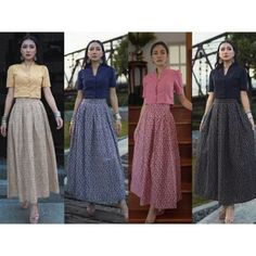 Vintage Lanna TRADITIONAL CLOTHES SET Available In Four Colors - Thailand Vintage Skirt And Blouse Clothe Set For Women 2 piece set Shirt and skirt Cotton fabric fermented with mud, printed pattern, no lining, no glue. Slim-fit collar shirt, front buttons, shirt length 16-17 inches. High waist skirt Tweed pleated style, not smocked, has a back zipper, length 37 inches. Package contents; 1 crop 1 skirt Material : Cotton Fabric Size Top : 34/ Chest 34 inches / Length 16 inches 36/ Chest 36 inches Traditional Short Sleeve Sets, Short Sleeve Dresses With Lined Relaxed Skirt, Short Sleeve Dress With Relaxed Lined Skirt, Traditional Pleated Skirt, High Waisted Pleated Skirt, Traditional Clothes, Skirt And Blouse, Vintage Rock, Clothes Set