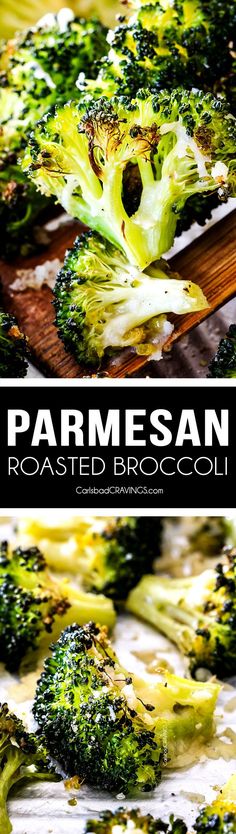 roasted broccoli with parmesan cheese on top