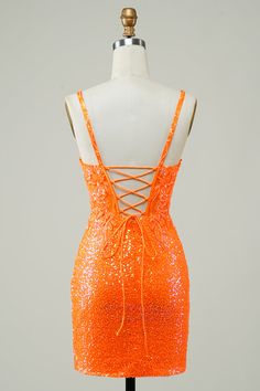 Cute Orange Dresses, Pretty Prom Dresses Long, Orange Hoco Dress, 30th Birthday Dress, Birthday Dress Ideas, Hoco Dress Ideas, Orange Homecoming Dresses, Tight Homecoming Dress, Teal Cocktail Dress