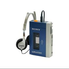 the sony walkman has headphones attached to it