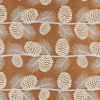 pine cones and needles are on a brown background with white lines in the foreground