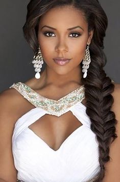 42 Black Women Wedding Hairstyles | Wedding Forward Fishtail Hairstyles, American Hairstyles, Fishtail Braid, Funky Hairstyles, African American Hairstyles, Everyday Hairstyles, African Hairstyles