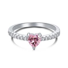 RINGS from Glazd Jewels Cupid Ring, Heart Solitaire Ring, Pink Heart Rings, Promise Jewelry, Pink Diamond Ring, Diamond Heart Ring, Pearl Jewelry Sets, Pink Gemstones, Pink Ring