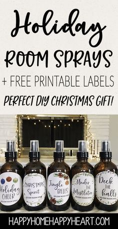 Holiday Room Spray, Room Spray Recipe, Diy Room Spray, Holiday Labels, Holiday Room, Essential Oils Gifts