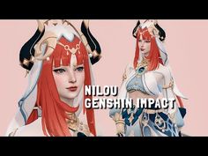 an animated video game with two women dressed in costumes and text that reads niliu genshin impact