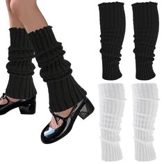 PRICES MAY VARY. 【High Quality】:The women's leg warmers are made of high-quality 100% acrylic fiber, breathable, super soft, skin-friendly, comfortable and easy to put on and put off. This white/black leg warmers can keep your leg and ankle warm in cold winter.They are not loose and do not feel like they will fall down. 【One Size Fit Most】:Our legwarmers have a nice elasticity, not too light or too loose, providing you a comfortable feeling. You can stretch the leg warmers over your legs or stac