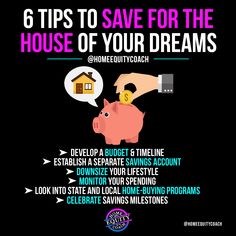 a piggy bank with the words 6 tips to save for the house of your dreams