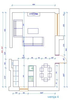 a drawing of a living room with blueprints on the walls and floor plans