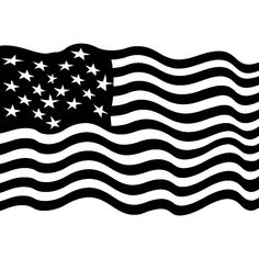 an american flag waving in the wind with stars on it's side, black and white