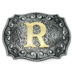 PRICES MAY VARY. It is a upgrade Initial Letters Western Style Cowboy Rodeo Gold/Silver Large Belt Buckles. The belt bucke size: 4" x 3". Weight:70g lightweight. The belt buckle Fits Belts Up To 1 1/2 in. Wide. Material:Made from high quality finished alloy A nice gift for men as Birthday, Anniversary, Valentine's Day, Fathers' Day, Thanksgiving Day, Christmas Day, Wedding and so on. Rodeo Belt Buckles, Seatbelt Belt, Custom Belt Buckles, Cowboy Belt Buckles, Large Belt, Leather Belt Buckle, Nice Belts, Cowboy Rodeo, Cowboy Belt