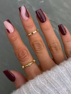 dark brown nails with negative space design Trendy Short Nails, Nail Shapes Squoval, Squoval Nails, Short Gel Nails, Cute Simple Nails, Pumpkin Nails, Cute Nails For Fall