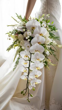 Timeless White Cymbidium Orchid Bouquets Tuxedo Ideas, White Orchid Bouquet, Rose Bridesmaid Bouquet, Orchid Bridal Bouquets, Classic Wedding Themes, Orchid Bouquet Wedding